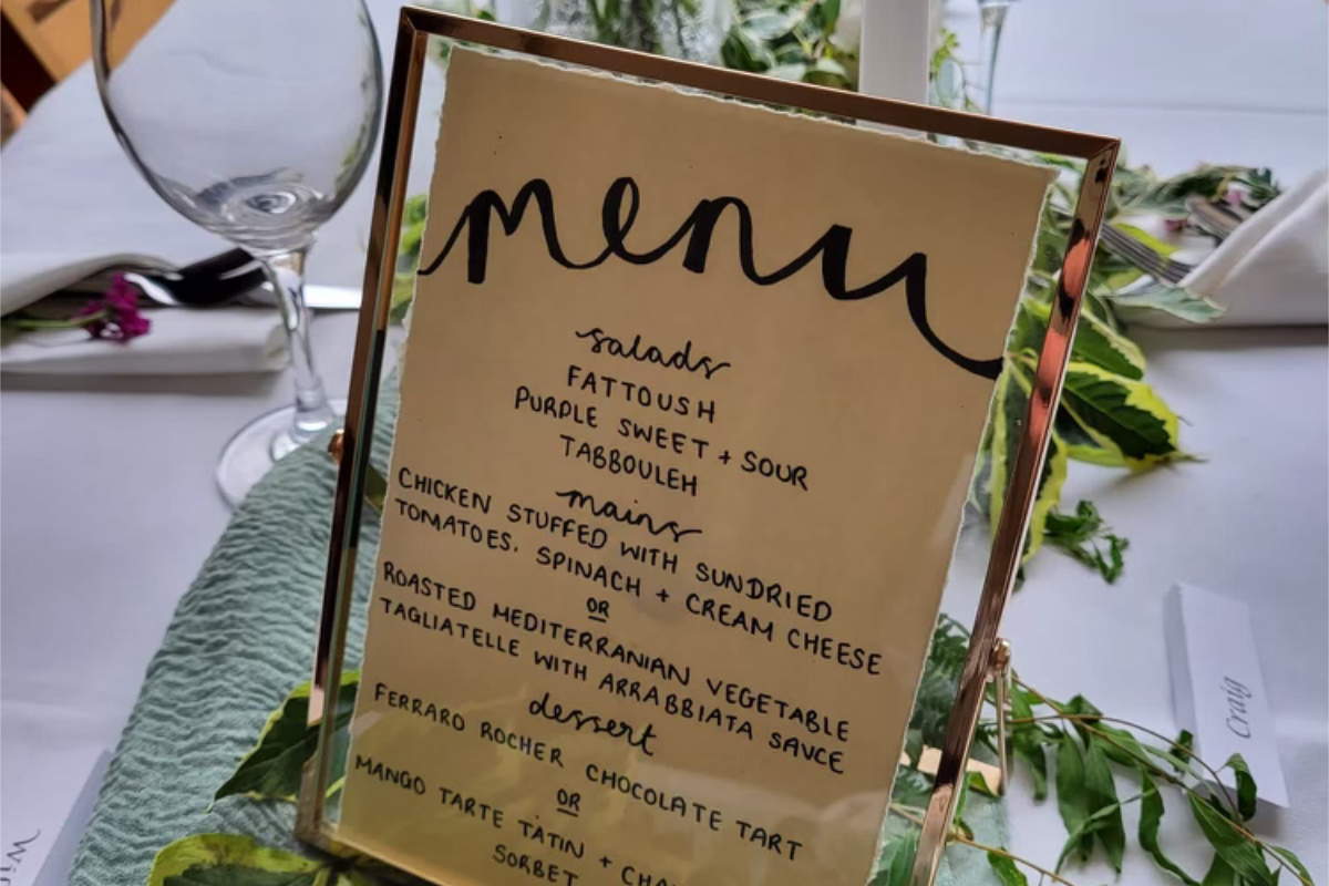 A dressed table for a wedding catered by Turnip & Thyme